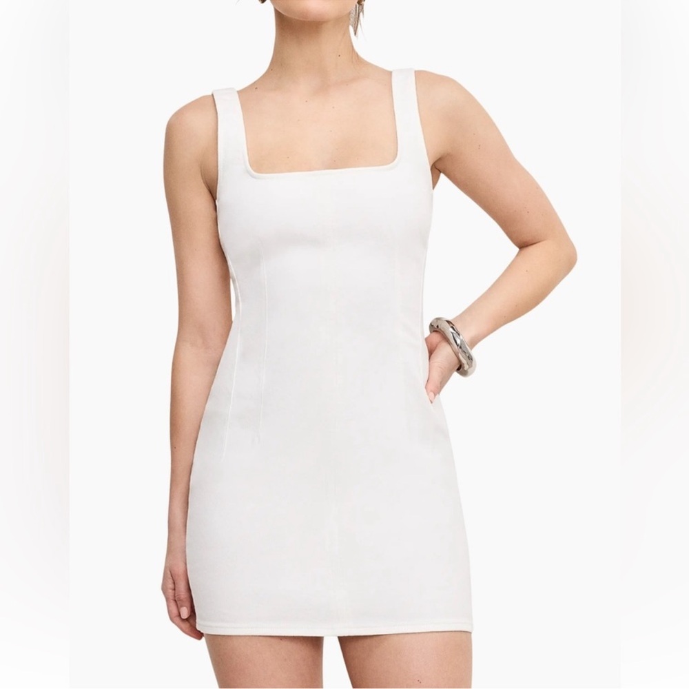 NWT GOOD AMERICAN
Denim Shift Dress in Clound White Sz Small - - Picture 2 of 10